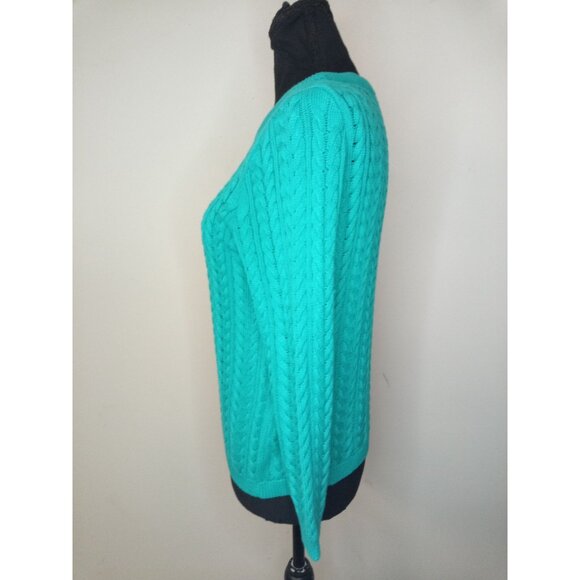 Lord & Taylor Green/Blue Cable Knit Sweater Size Petite Medium - Picture 2 of 5